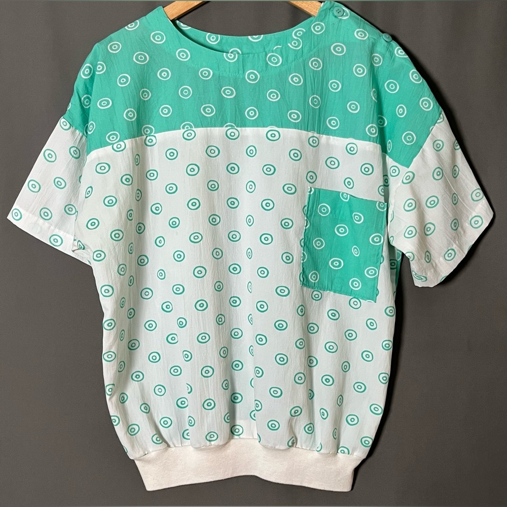 VTG Fashion Spirit L Swirly Mint Blouse